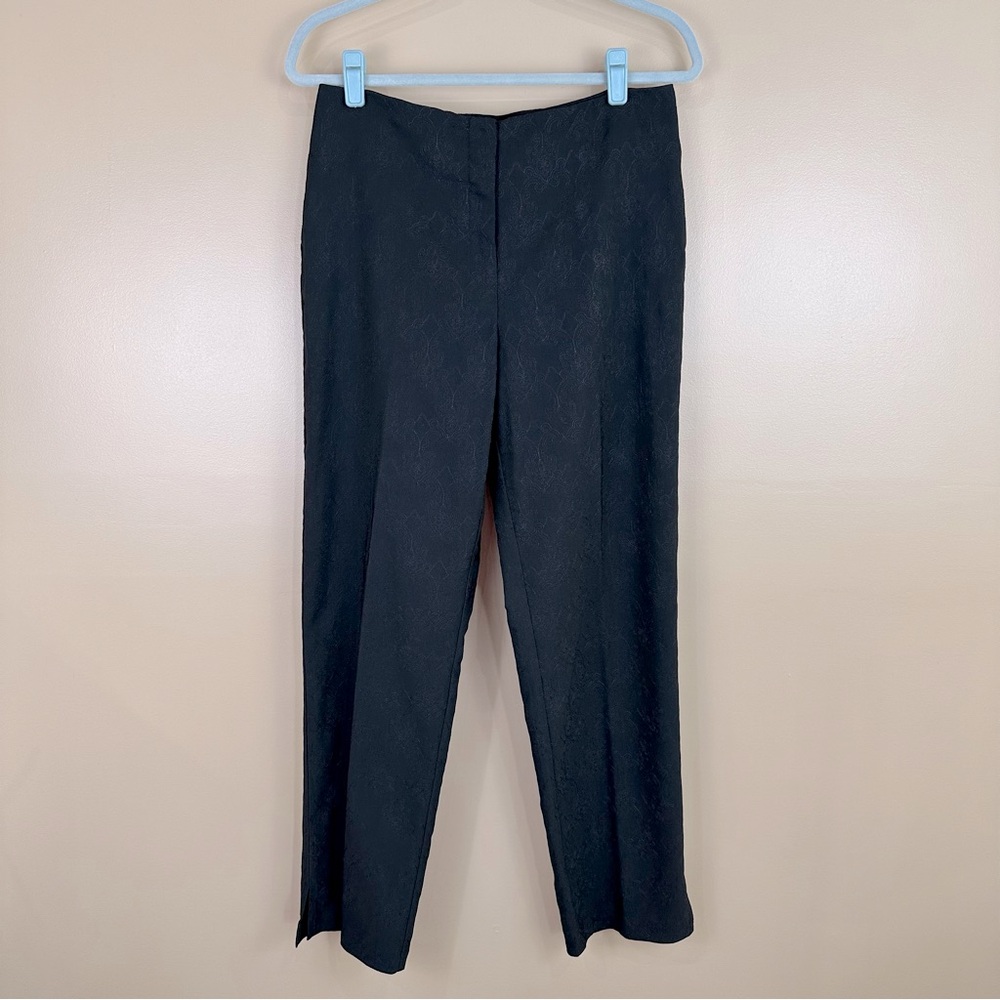 Worthington Women’s Black Embroidered Flat Front Dress Pants 10 Career Office